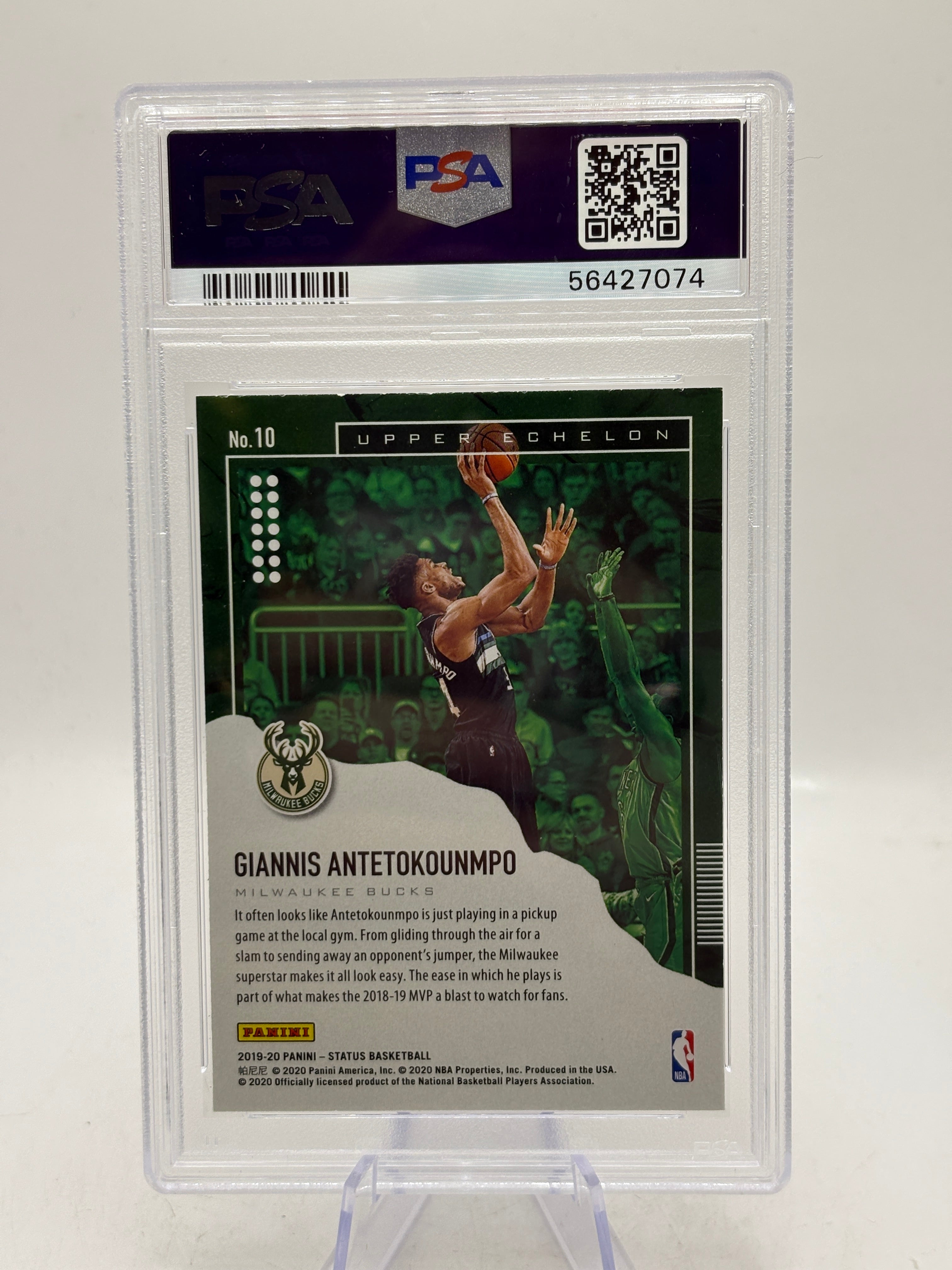 Panini 2019-20 Status Upper Echelon Giannis Antetokounmpo #10 PSA, photo 2